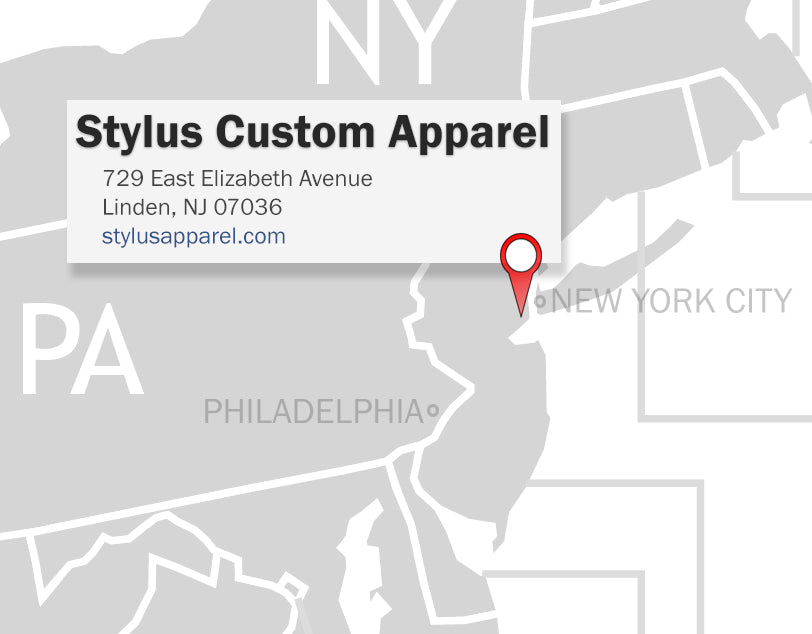 Stylus Apparel -- an American manufacturer for American-made clothing brands. We're located just minutes outside of New York City!